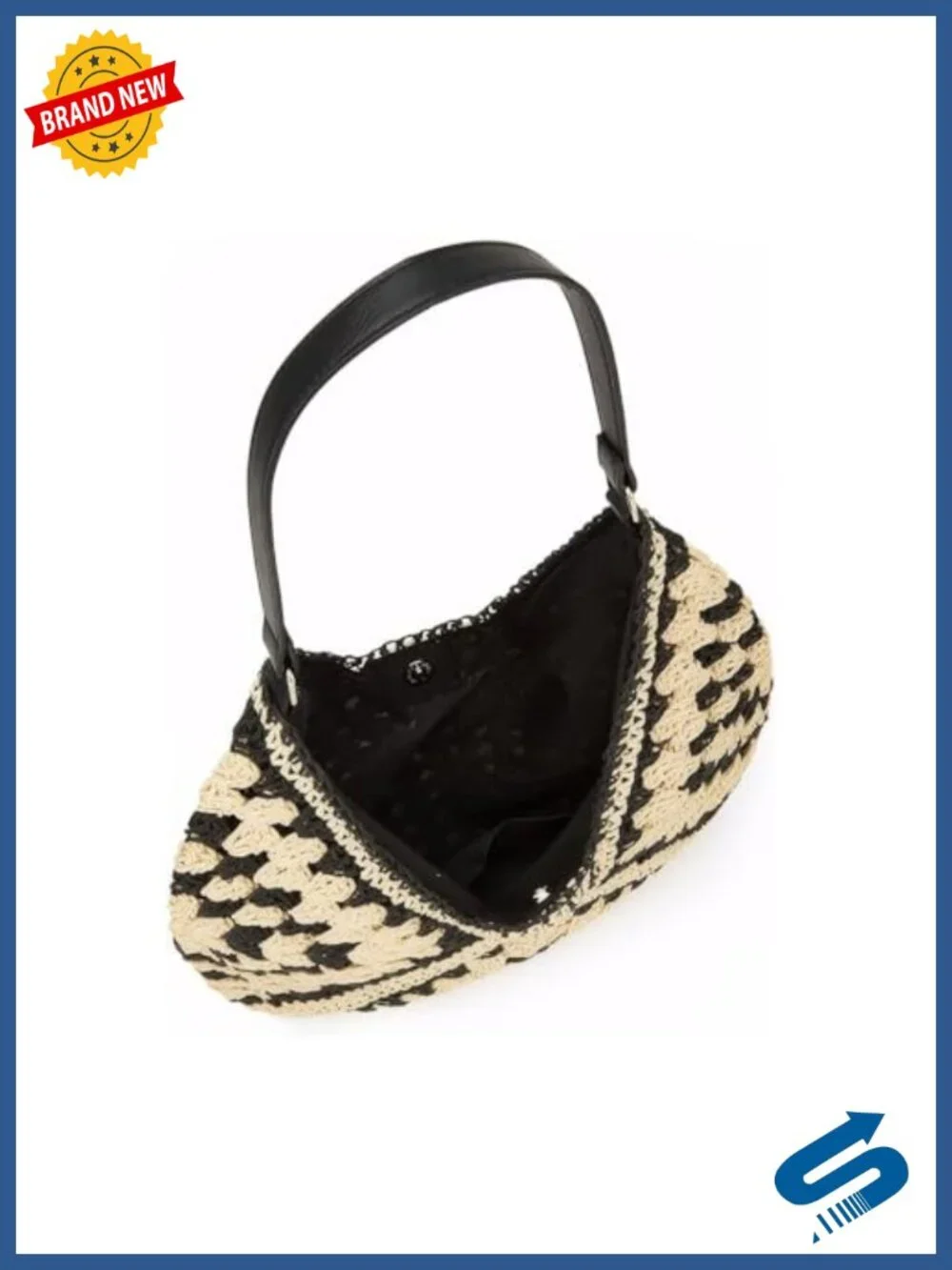 Hand-Woven Straw Hobo Bag with Magnetic Snap Closure, Wide Shoulder Strap